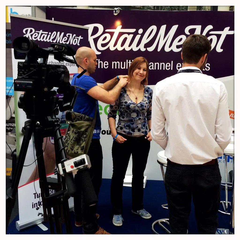 Preparing the video interview in the PreformanceIN commercial conference in Berlin.